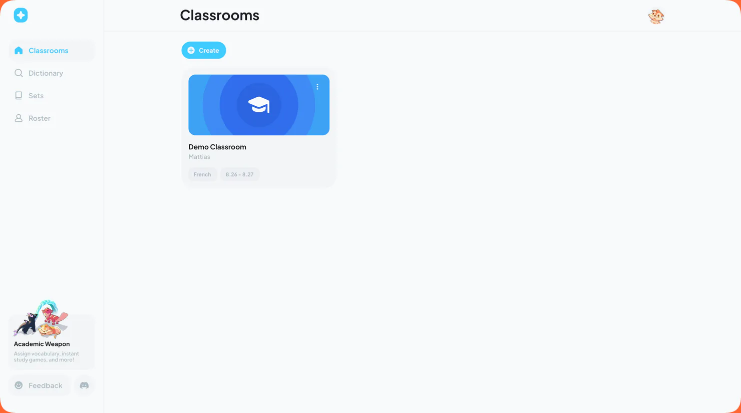 Teacher portal showing the classrooms overview